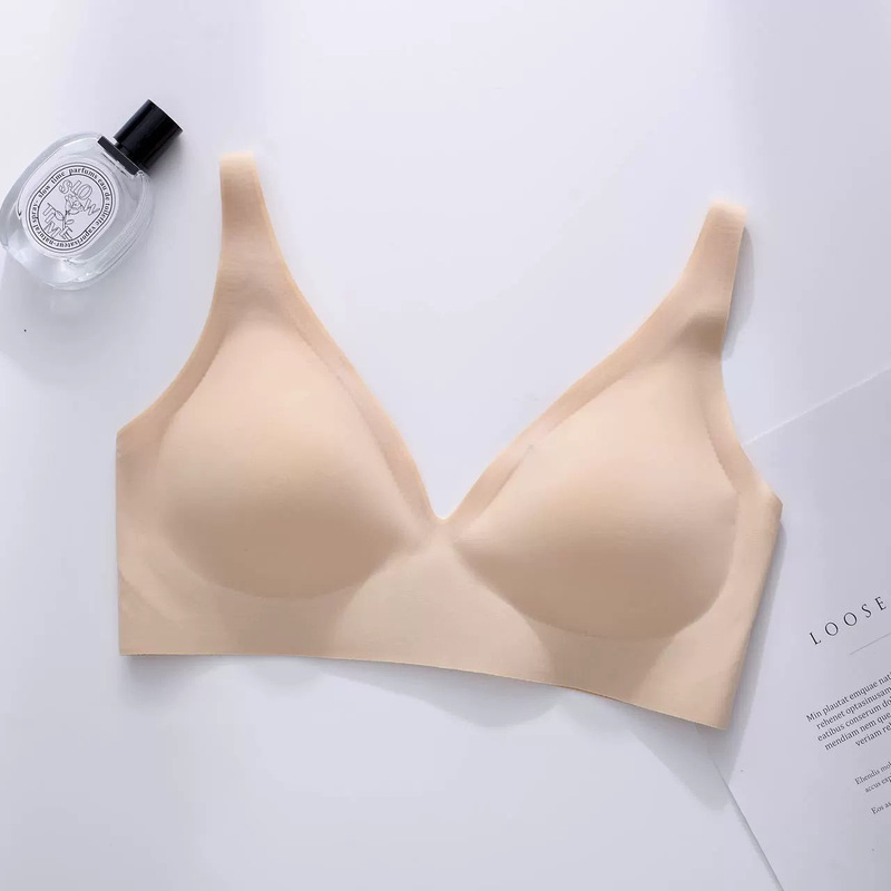 ヨーロッパとアメリカの女性用シームレス下着、小さな胸のプッシュアップ、リムなし、薄い、調節可能な大きな胸、ソフトサポート、胸縮小ブラジャー、クロスボーダー|undefined