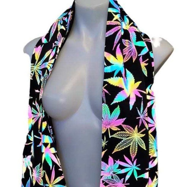 工厂直销七彩反光布印花反光面料四面弹力反光布和涤纶反光布