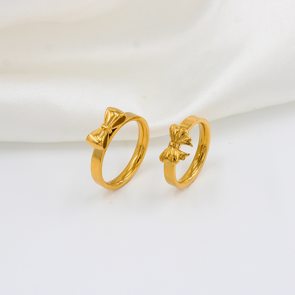 Fashion Bow Knot Stainless Steel Plating Rings 1 Piece
