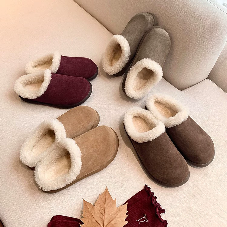 Южный маленький картофель ● Мюллер ленивый волосатый полутолщий голова толстая подошва 2024 зимой теплая хлопчатобумажная обувь для женщин