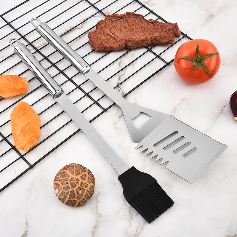 Tubo pequeño mango tenedor horquilla broy tenedor de maíz condimento botella de barbacoa Oxford 420 acero inoxidable conjunto de herramientas de barbacoa