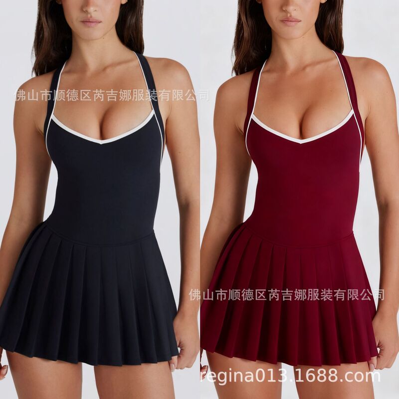 Regina Padded Nude Sports Dress Women's Anti-Exposure Bottoming Outdoor Running Fitness Tennis Skirt Breathable