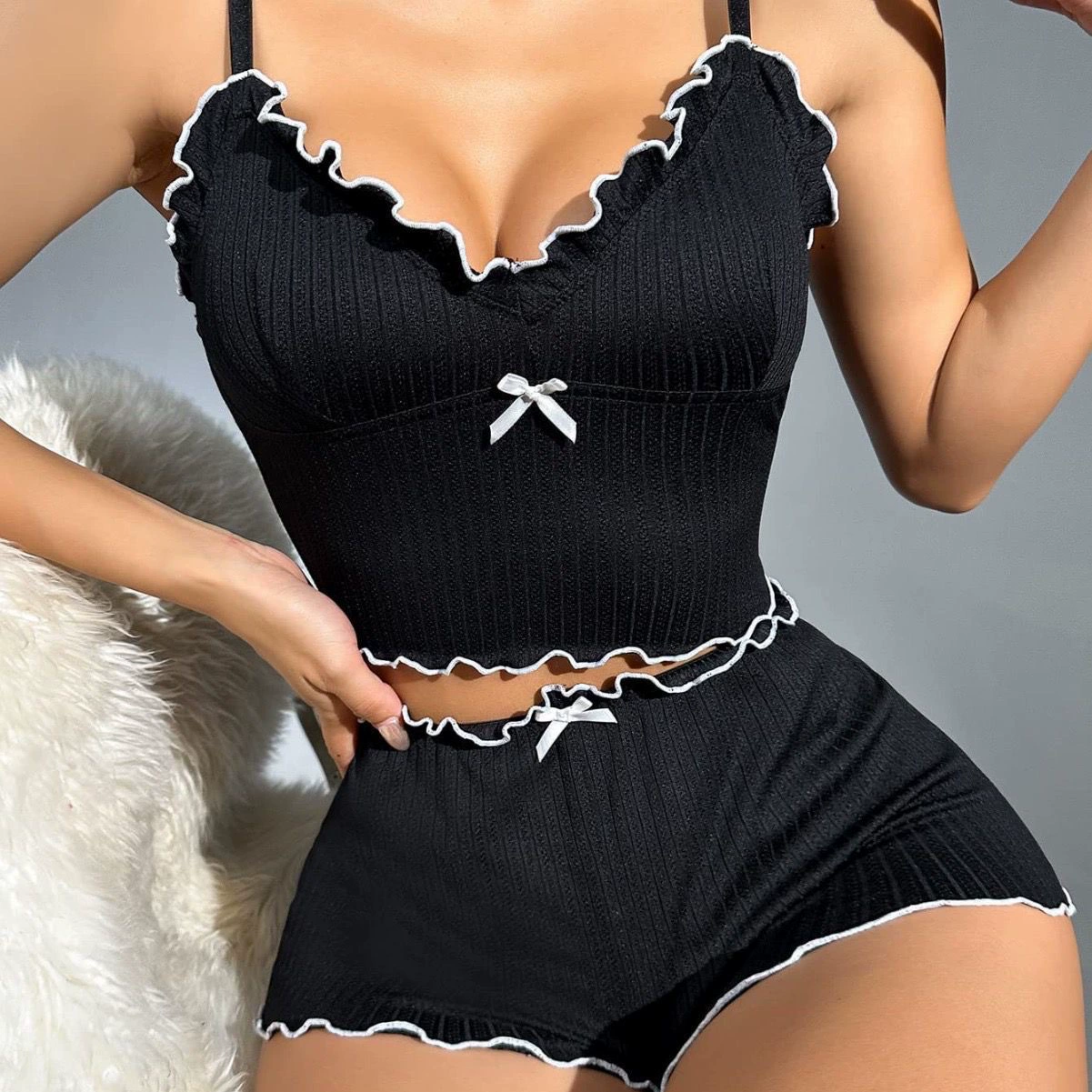 Новый европейский и американский внешнеторговый трансграничный высококачественный пижама набор женской домашней одежды подтяжка из двух частей