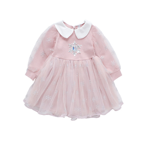 Girls Dress Spring and Autumn  New Style Baby Girl Elsa Princess Dress Frozen Children's Mesh Dress