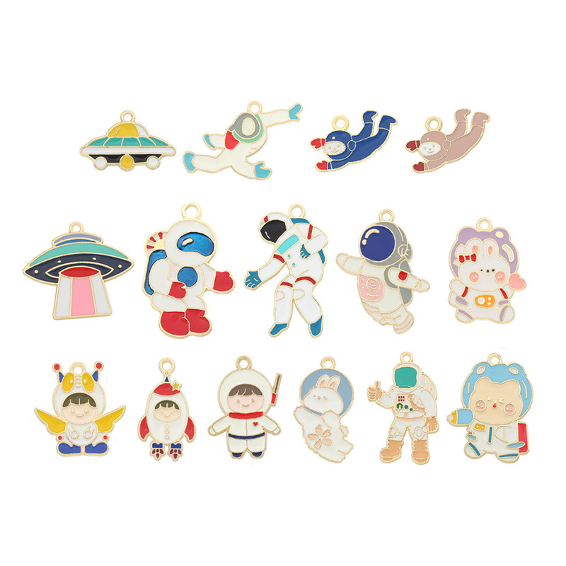 In-Stock Cartoon Astronaut Accessories, Zinc Alloy DIY Jewelry, High-Quality Handmade Enamel DIY Jewelry