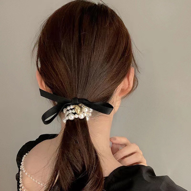 Women's Cute Sweet Bow Knot Artificial Pearl Beaded Hair Tie display picture 3