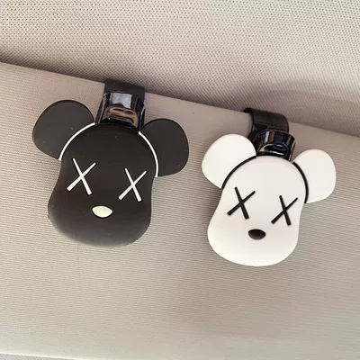 clip car glasses frame cute: Car Glasses Clip/Bill Clip - violent-xx-bear-black-and-white-one-pair