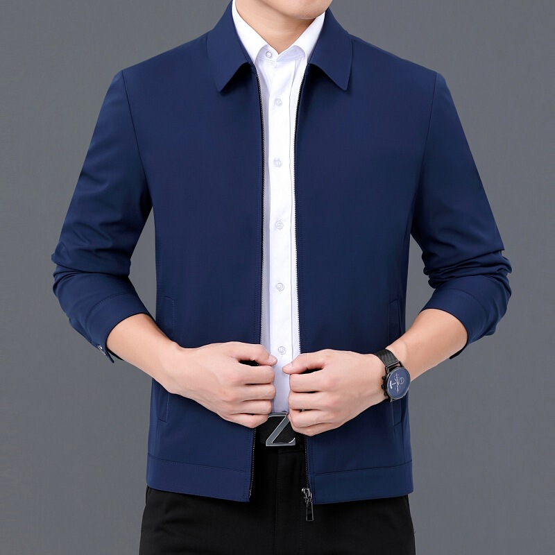 Brand Jacket for Men, Silk, Middle-Aged Dad Style, Lapel Business Jacket, Spring and Autumn Casual Large Size Executive Coat Brand Jacket for Men, Silk, Middle-Aged Dad Style, Lapel Business Jacket, Spring and Autumn Casual Large Size Executive Coat