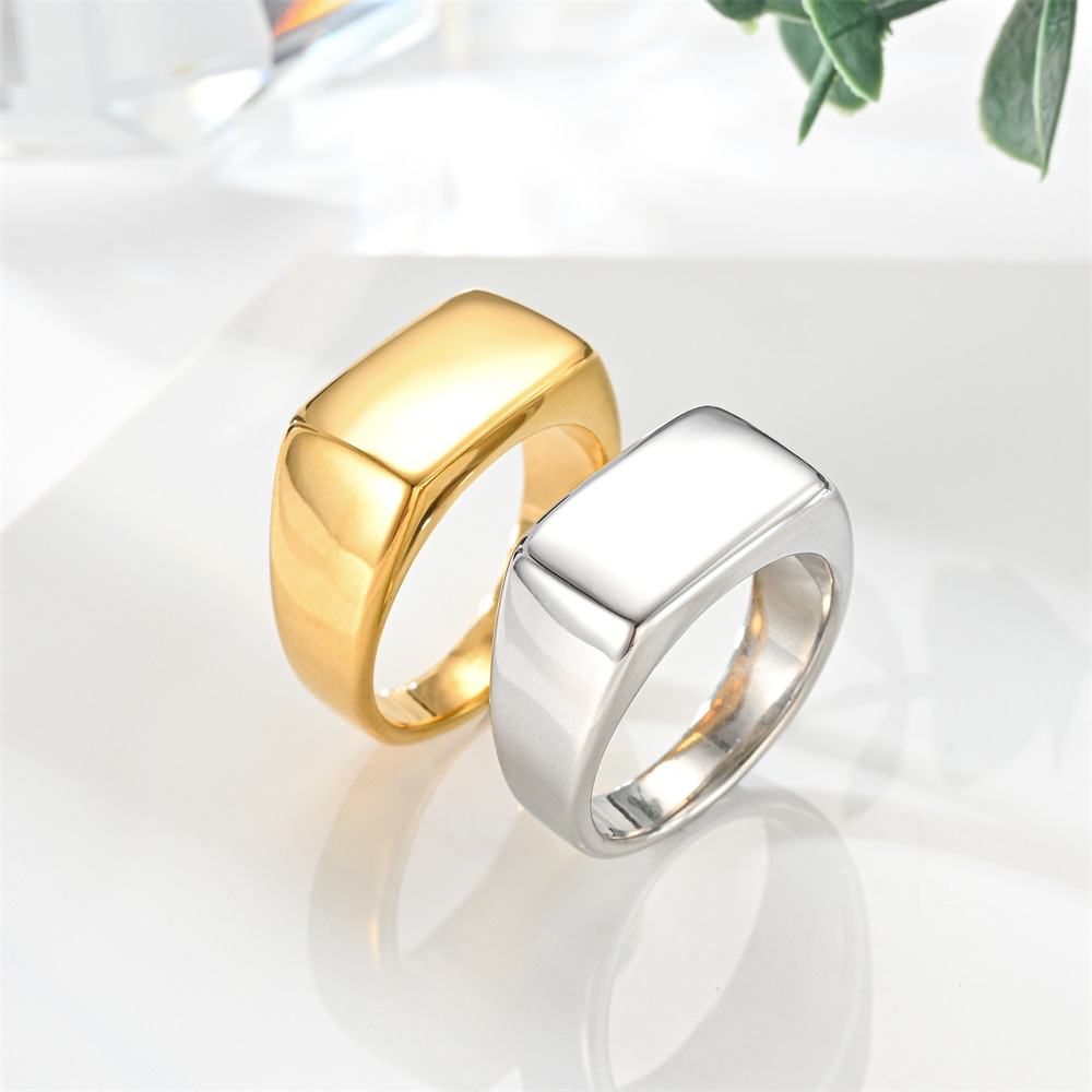 Simple Style Square Titanium Steel Plating Men's Rings display picture 2