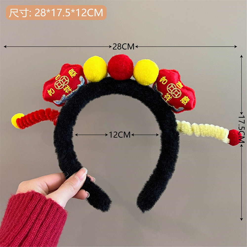 Accesorios para el cabello con diseño de león para el Año Nuevo, diademas rojas de felpa, pinzas para el cabello, horquillas con diseño de muñeca de dibujos animados para niñas, pinzas de pico de pato.