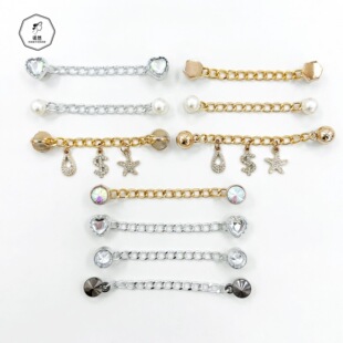 Hot Hole Shoes Accessories DIY Chain Removable Pearl Diamond Chain Shoe Buckle Amazon Cross Border Hot Jewelry