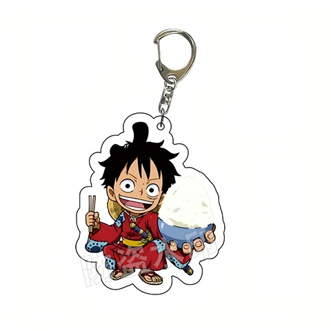 Acrylic One Piece double‑sided keychain, 6 cm, Luffy & crew characters, single or multi‑pack