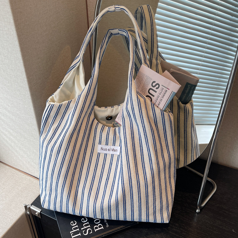 Canvas Bag Women's 2025 New Popular Summer Fashion Student Class Work Clothing Shoulder Bag Large Capacity Tote Bag