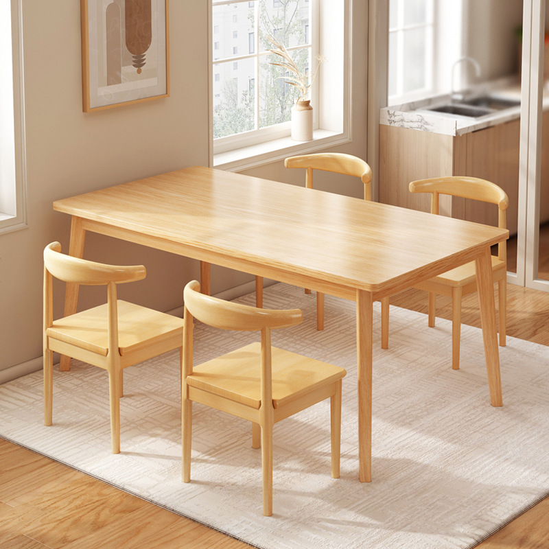 Mesa de comedor de piernas de madera sólida, mesa de comedor de alquiler rectangular doméstica, combinación de mesa de comedor comercial simple nórdica image 27