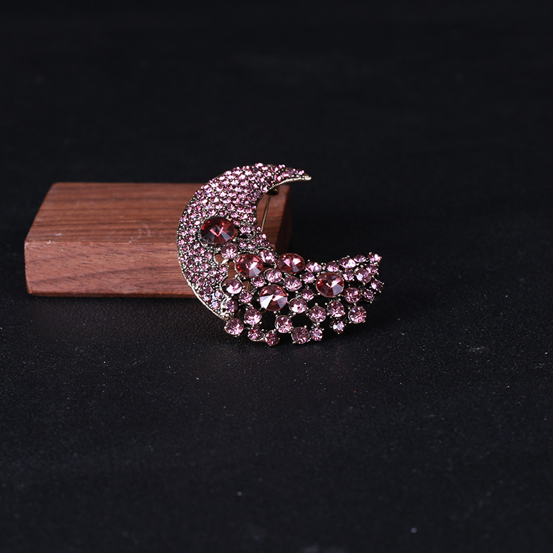 Retro Style Retro Pin Moon Alloy Inlay Rhinestones Women's Brooches