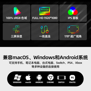 J8Nksea Dual-Screen Portable Monitor for Notebook Expansion, Office Screen, Three-Screen Stock Trading, Direct G3