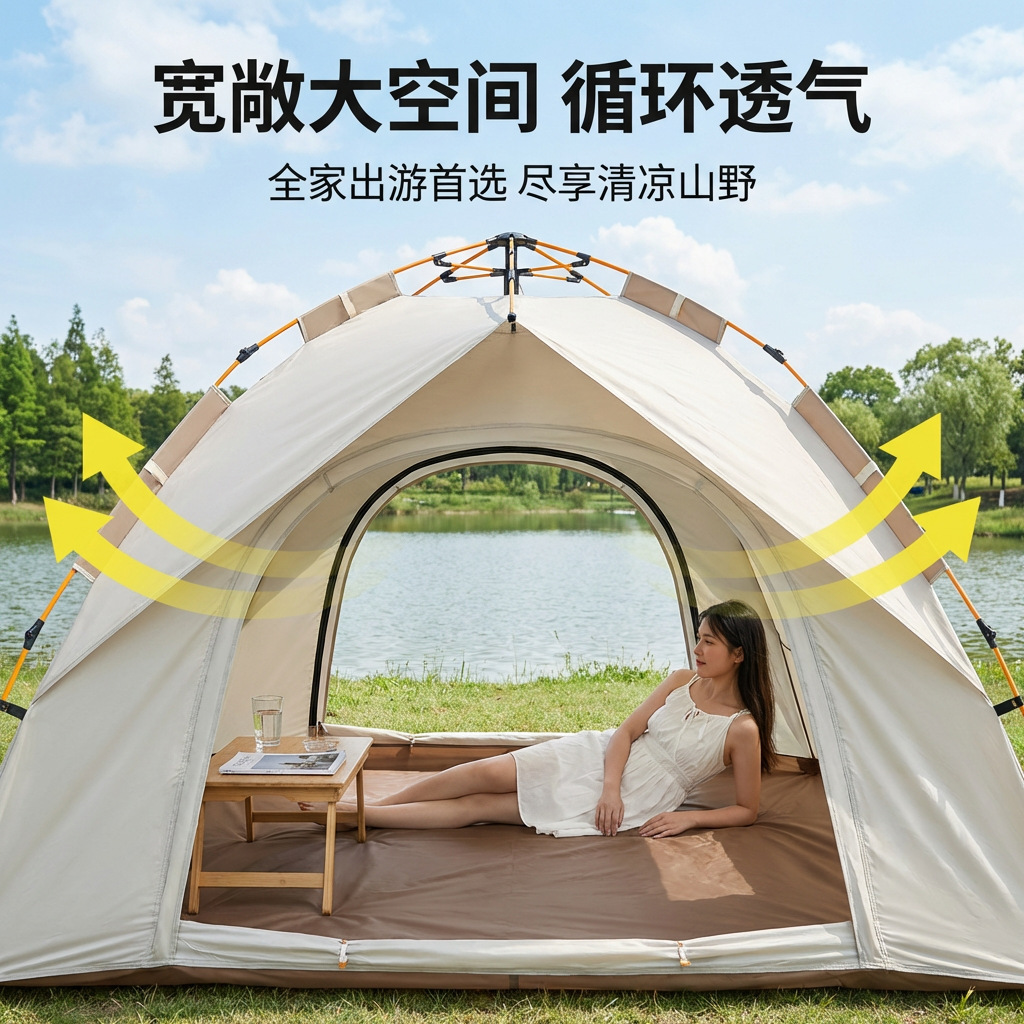 Tent for Outdoor Camping, One-Second Quick Setup, Portable Hiking and Camping Gear, Outdoor Tent for Heavy Rain and Sun Protection