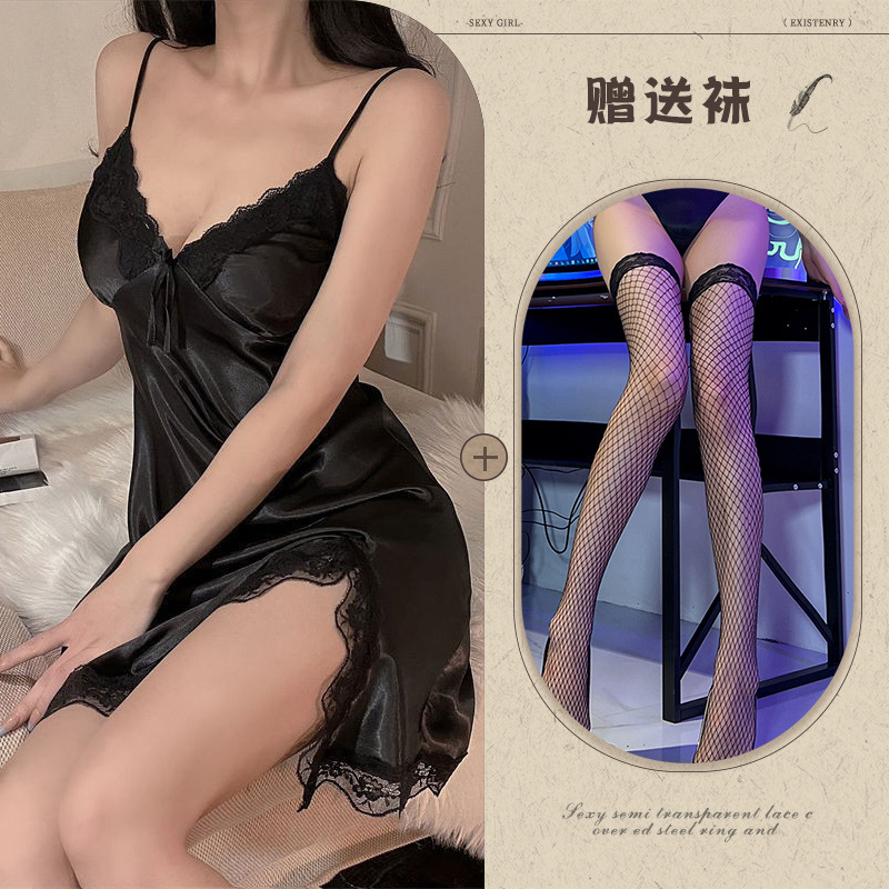 블랙 + 블랙 망사 스타킹
