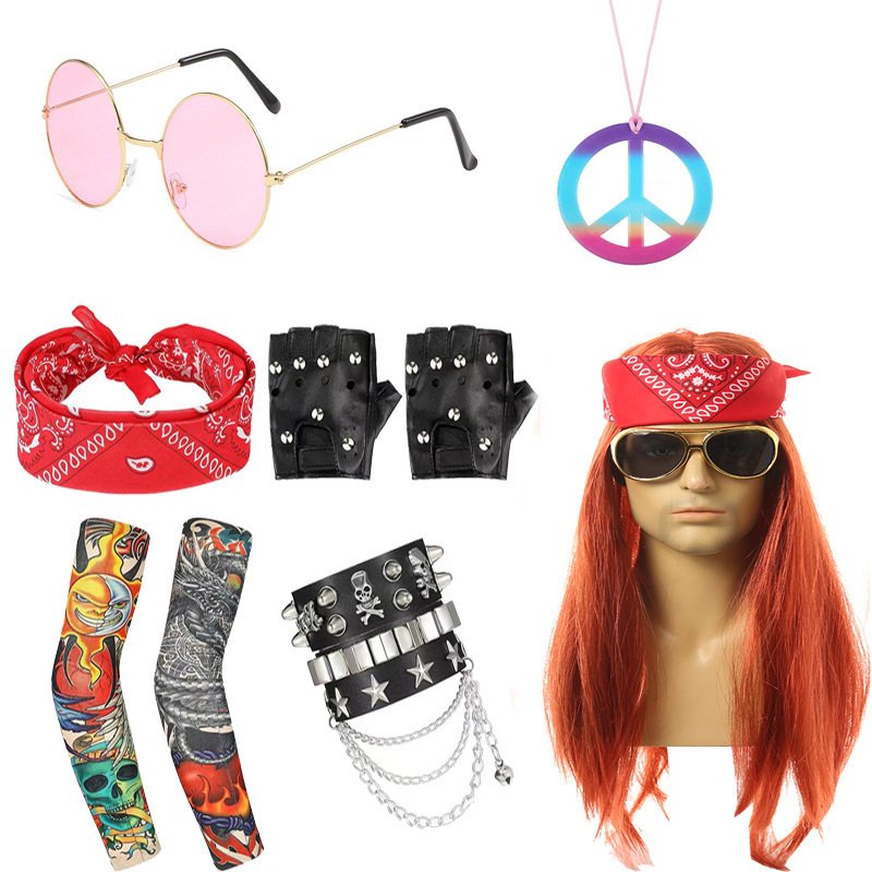 Amazon disco party cos wig European and American punk wig suit men's rock heavy metal wig