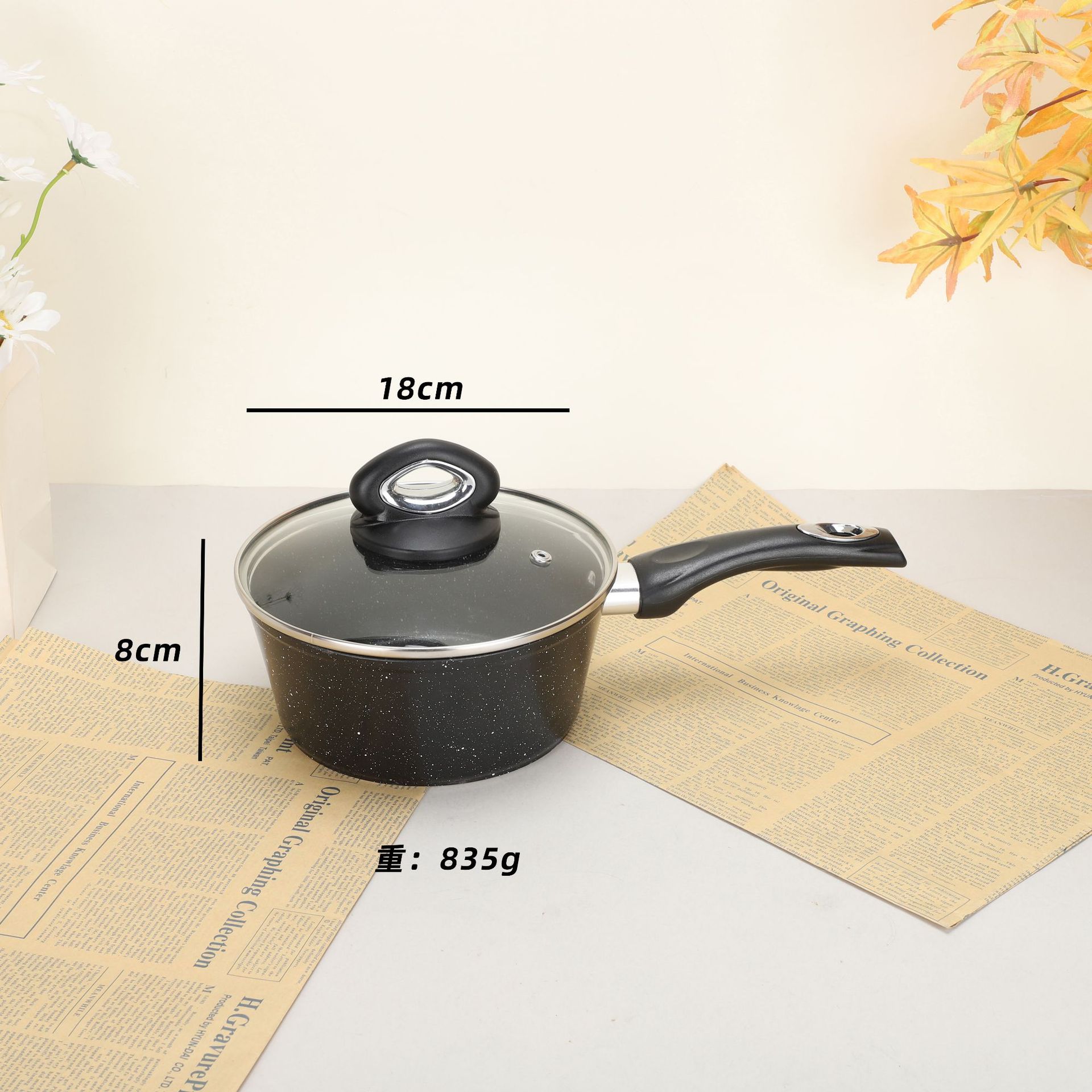 Juego de Ollas Antiadherentes de Aluminio Fundido con Revestimiento Marmolado, para Cocina