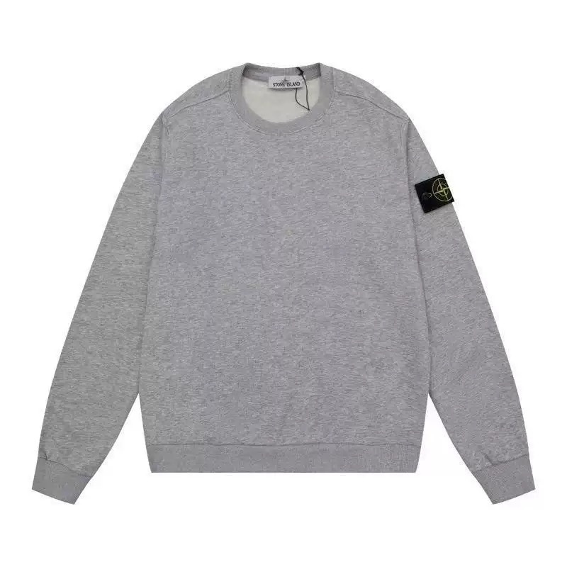Light Gray Stone Island-Round Neck Sweatshirt