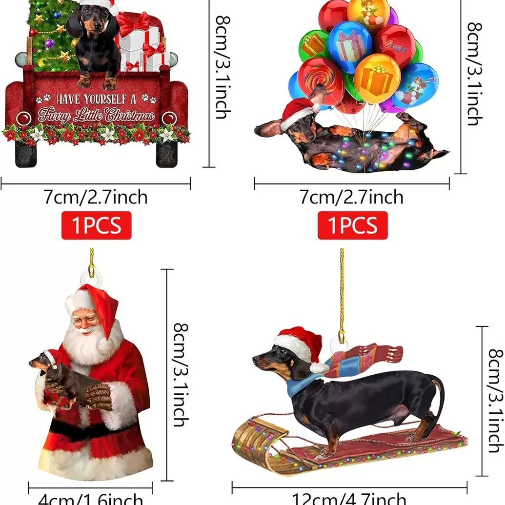 Nuevos productos transfronterizos Navidad serie de perros salchicha decoraciones del árbol de Navidad mochila de automóviles colgantes decoraciones para el hogar