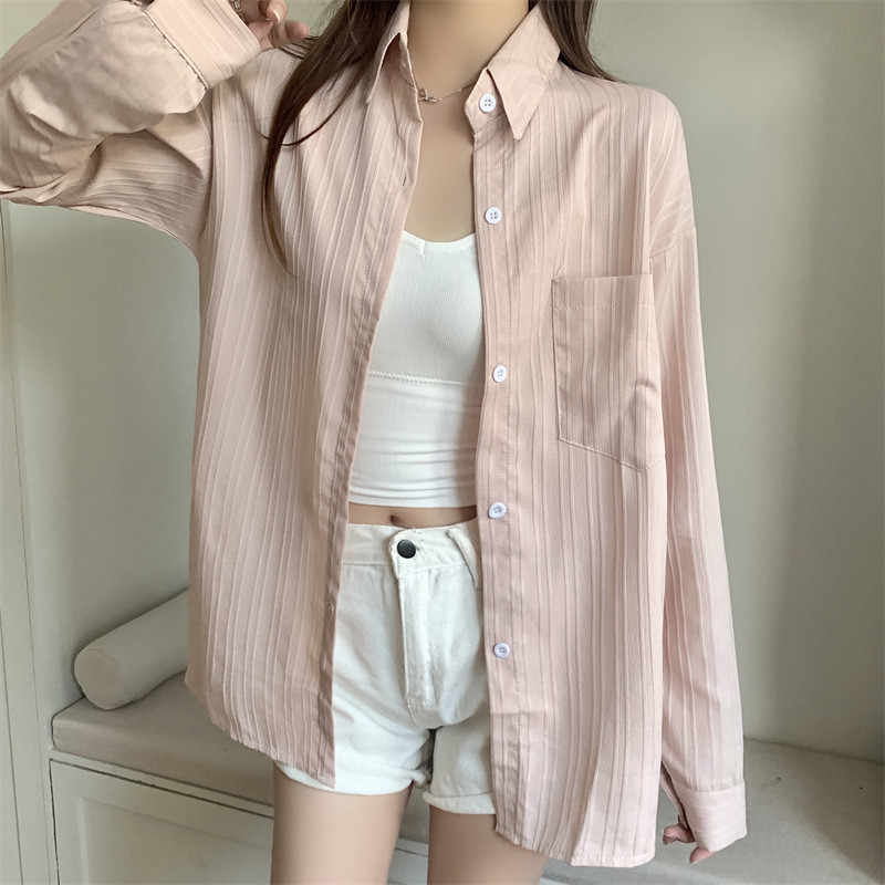 法式肌理感防晒衬衫女春夏设计感小众幂式穿搭长袖薄款衬衣外套潮