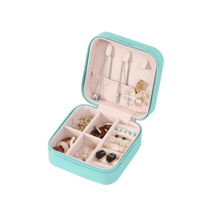 Mini Jewelry Storage Box, Travel Earrings, Necklace, Jewelry Box, Compact Ring Packaging, Zipper Flip-Top Jewelry Box