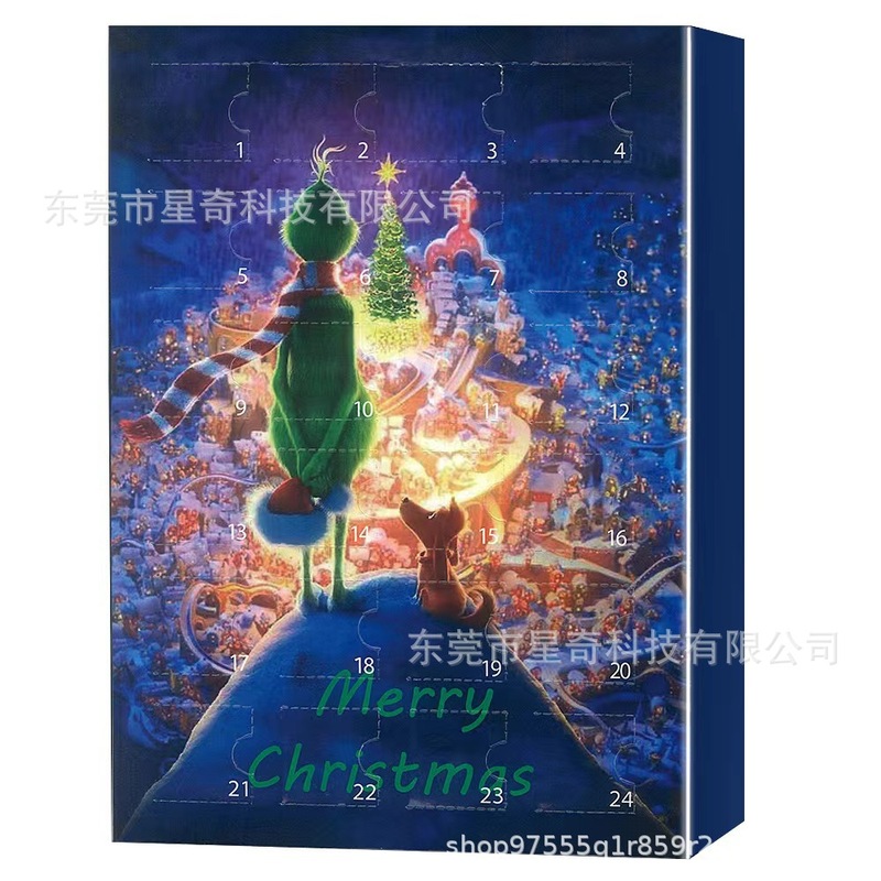 新しいグリンチ 24 個カウントダウンカレンダーブラインドボックス緑の毛の怪物グリンチクリスマスアドベントカレンダーボックスギフトボックス|undefined