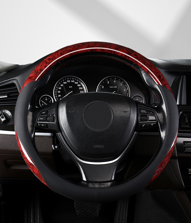 Car Steering Wheel Cover Peach Wood Grain Four Seasons Universal Non-Slip Sweat Absorbing High-Level Internet Celebrant Decorative Summer Handpiece Cover for Men