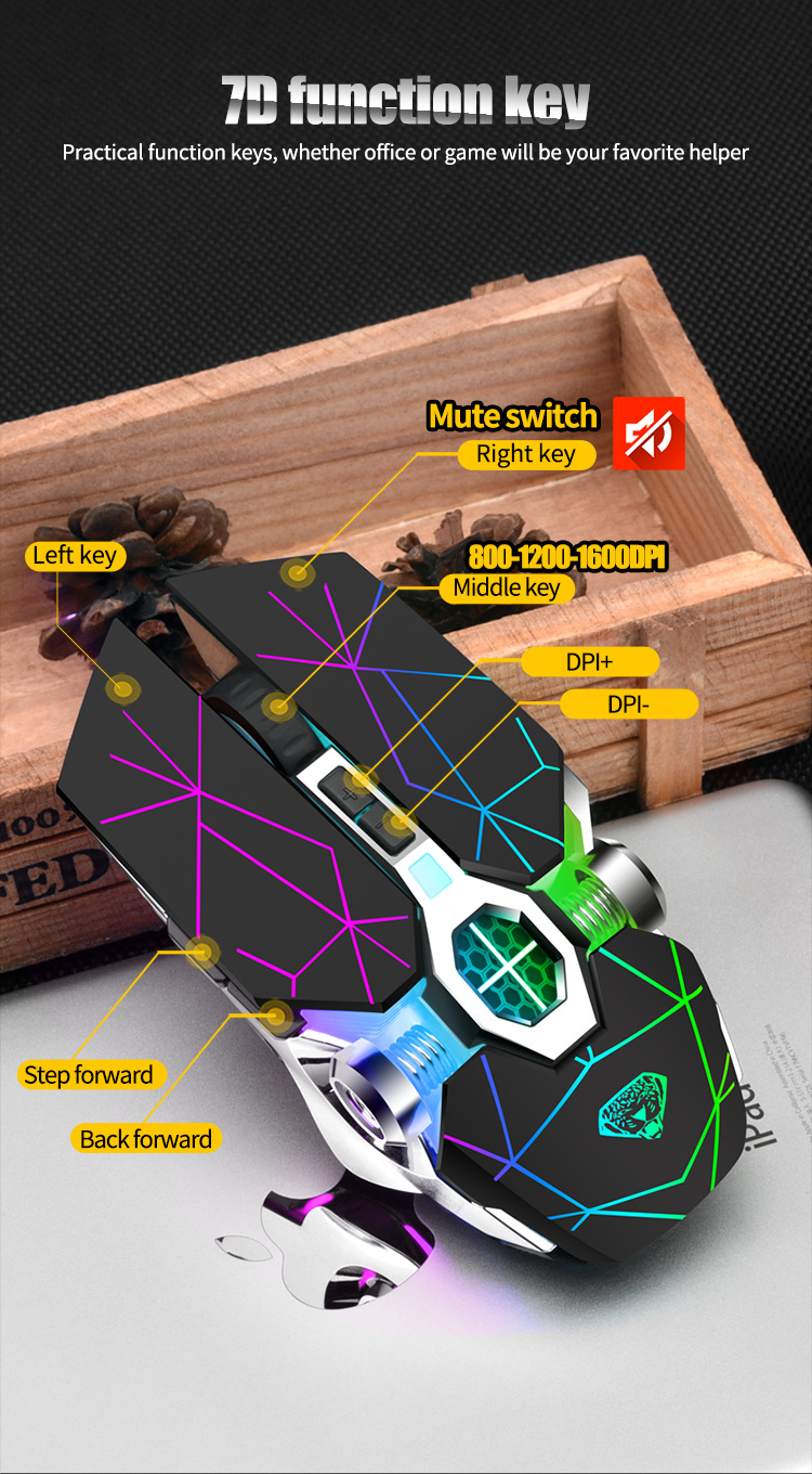 Emperor Leopard Q7 Wireless Charging Gaming Silent with Light Emitting Water Cooled Mechanical Mouse_voghion.com