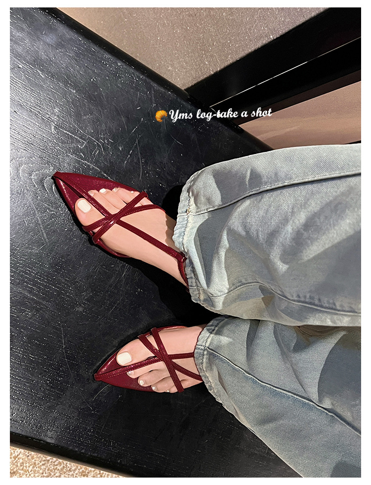 Sandal hở mũi nữ quai mảnh gót mèo con 4 cm phong cách tối giản — Màu đen chi tiết 18