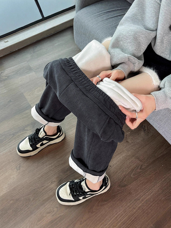 【8511】新款小个子烟管裤秋冬直筒欧棉绒休闲高腰显瘦萝卜女裤子|undefined