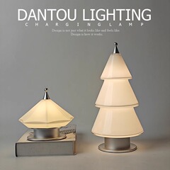 中古奶油风触摸开关可调光氛围灯砖石圣诞树创意客厅充电客厅台灯