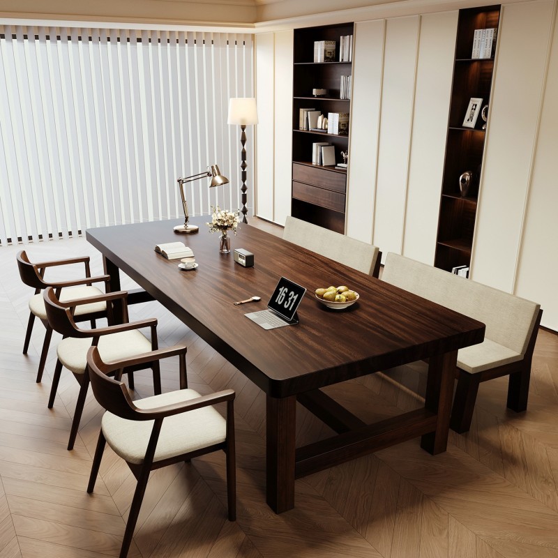 高档南美胡桃木客厅大书桌办公会议桌大板办公桌家用阅读餐桌书桌