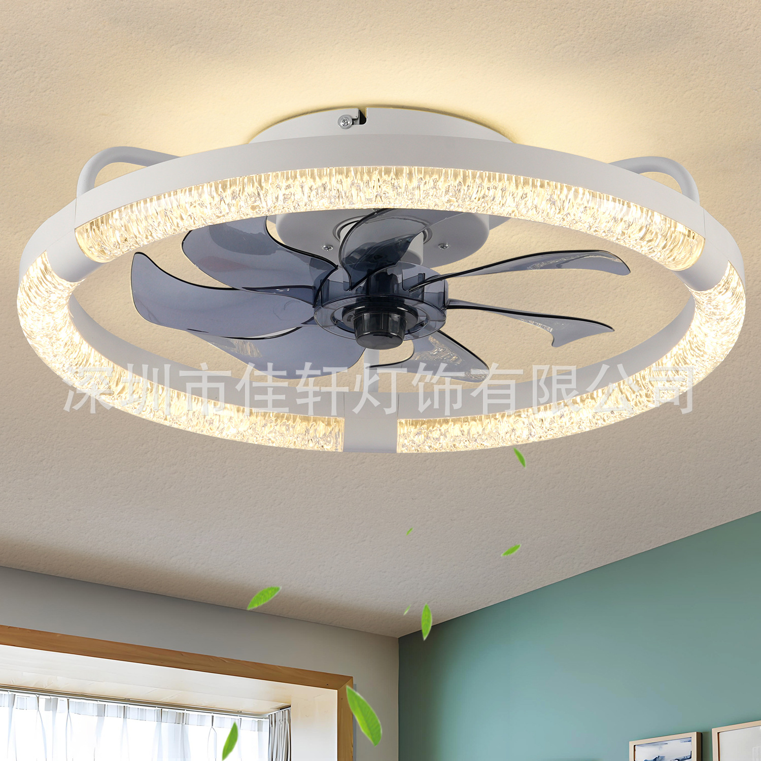 Cross-Border Supply of Led Bedroom Fan Lamp Standard Parts Disassembly Ceiling Fan Lamp Smart App Living Room Dining Room Fan Lamps
