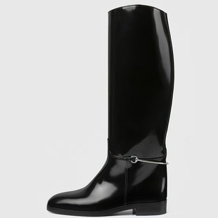 European and American large-size foreign trade low heel high boots round toe autumn and winter new equestrian boots knight boots catwalk flat women's long boots