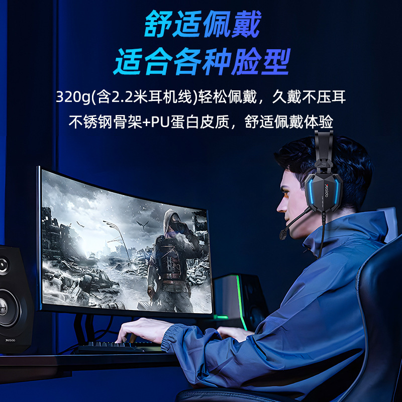 yesido ヘッドセット有線越境卸売 3.5mm インターフェースコンピュータ e スポーツ有線制御ヘッドセット|undefined