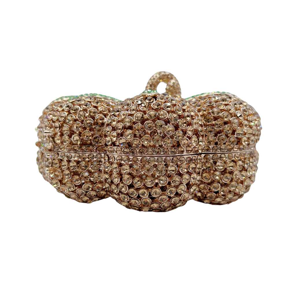 Túi clutch nữ đính đá hình bí ngô cầm tay dự tiệc — Màu vàng, Màu đen chi tiết 4