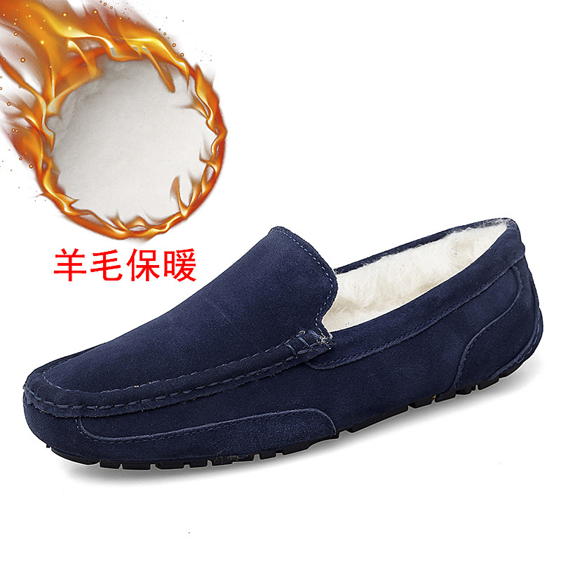 Transfronterizo más el tamaño de los zapatos de los hombres de moda casual forrado de lana caliente Otoño e Invierno ligero perezoso slip-on zapatos de conducción