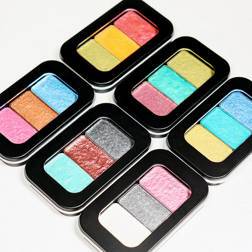 Poetry Color Shimmer Xiyu Series Solid Watercolor Paints 3-Color Box Set, Replaceable for Painting and Nail Decoration, Wholesale Avaliable