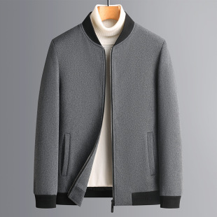 Woolen men's spring and autumn fashion brand business casual men's clothing 2023 New Fashion baseball collar dad top