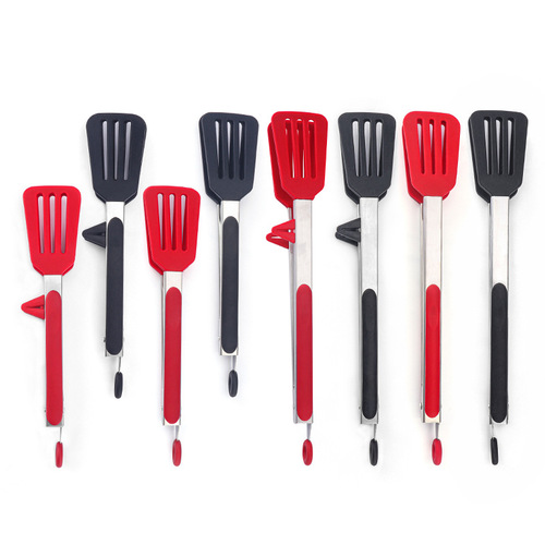 9-inch 12-inch barbecue tools stainless steel food clips, bread silicone food clips, bracket frying fish spatula clips