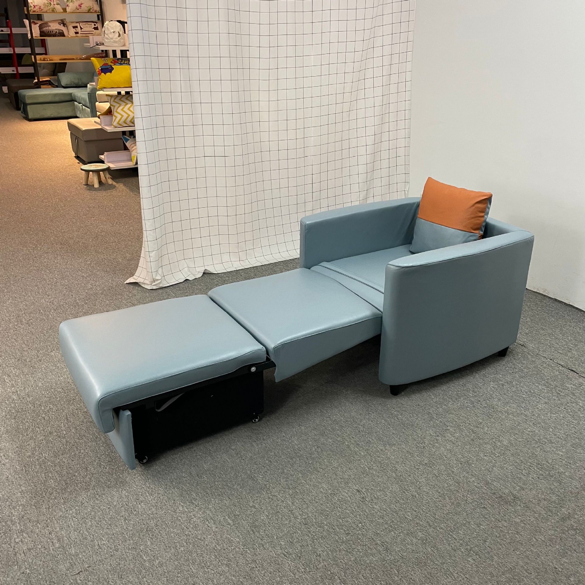 Almacenamiento plegable multifuncional de una sola persona balcón sofá cama de almuerzo tecnología tela de cuero silla de acompañamiento médico
