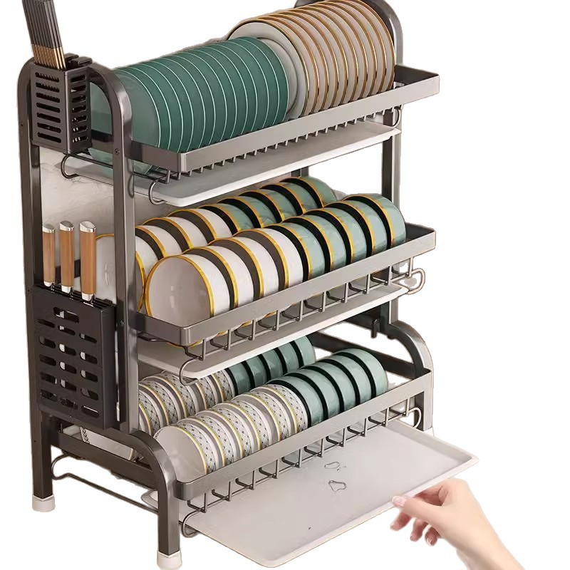 Rack de almacenamiento de platos de cocina Rack de almacenamiento de platos Rack de almacenamiento de platos Rack de drenaje de agua Rack multifuncional para hogares