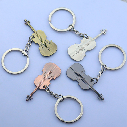 Metal Retro Music Violin Keychain Lock Key Holder Pendant One-Time Delivery Free Sample Zinc Alloy Gift