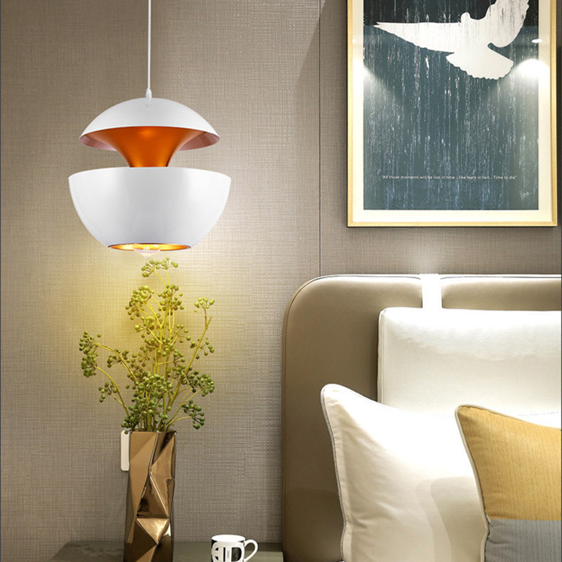 Cross-border dining room lamp modern minimalist Chandelier Creative bedroom bedside lamp iron shape single head Apple led lamp