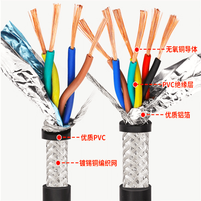 国标铜芯双绞屏蔽线4*2*0.2 0.3 0.5 0.75 控制通信电线