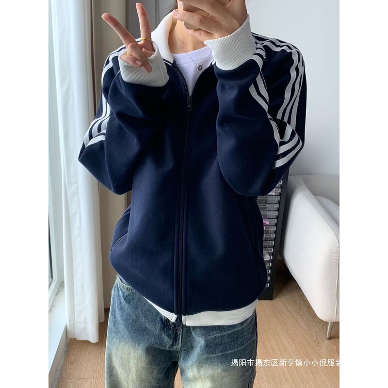 Retro Striped Color-Block Stand-Collar Jacket for Men 2025 New Style High-End Casual Sports Baseball Jacket Top