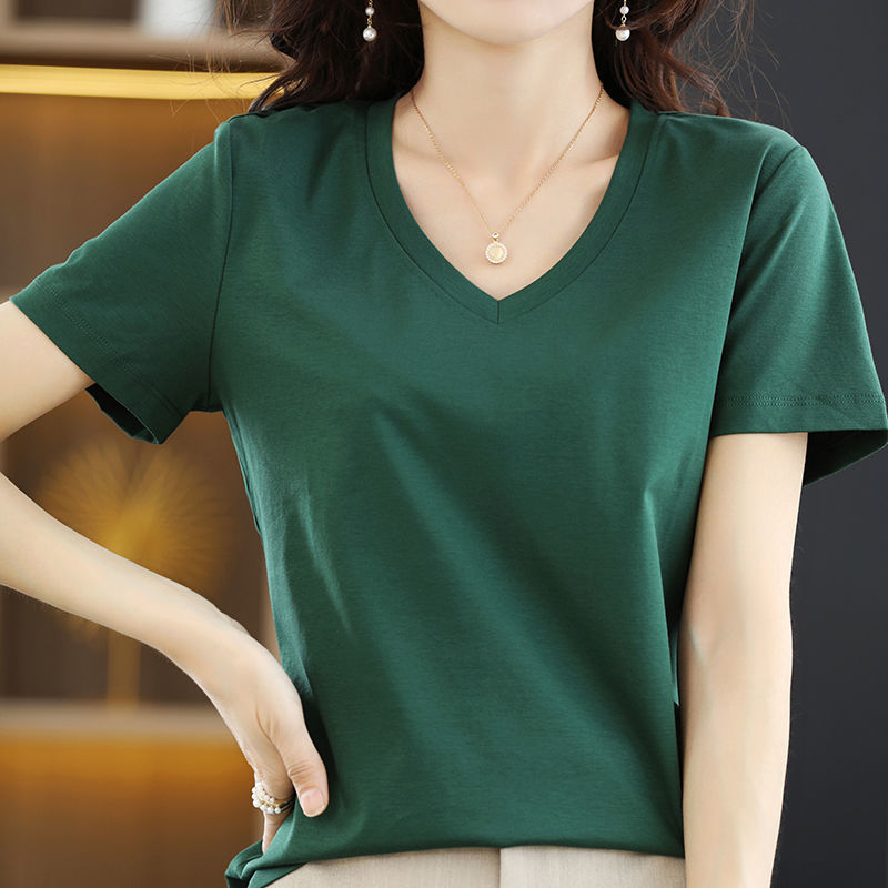 130番手シルケットコットン半袖Tシャツレディース綿100%トップス夏新作韓国版無地万能Tシャツベース|undefined